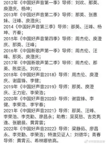 世界好声音导师阵容搭配插图